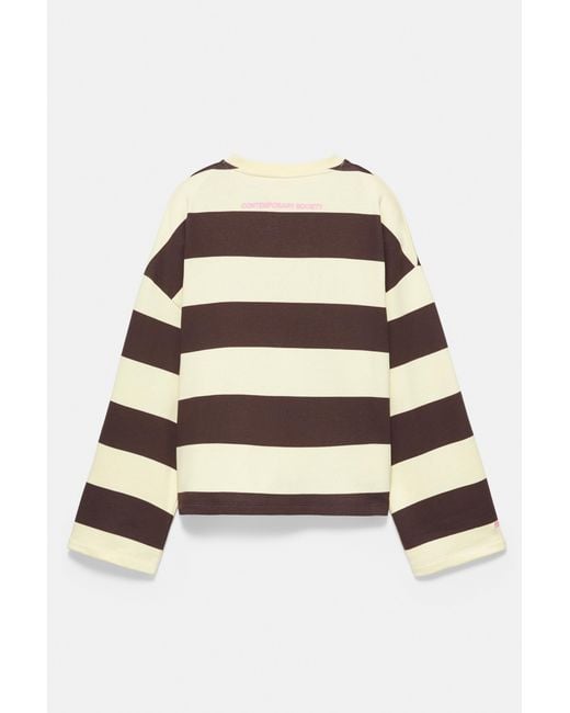Pull&Bear Brown Oversize Striped Sweatshirt
