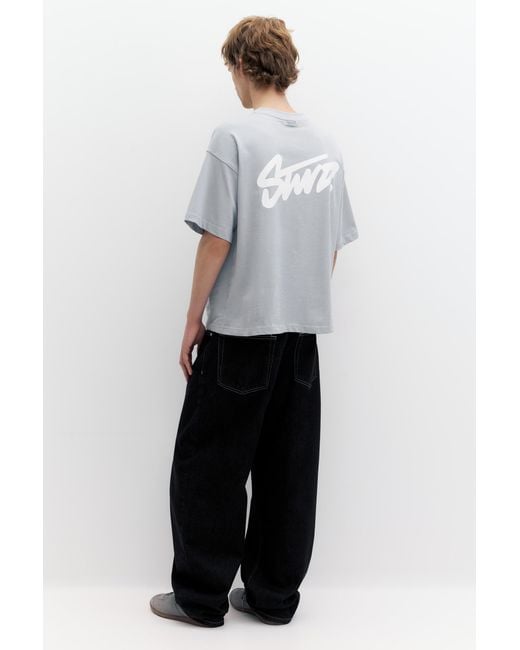 Pull&Bear Gray Stwd Logo Boxy T-Shirt for men