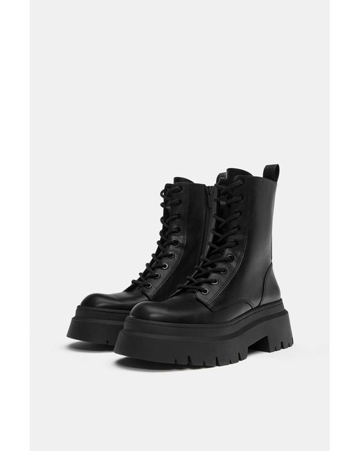Bottines À Lacets Volume Pull&Bear en coloris Black