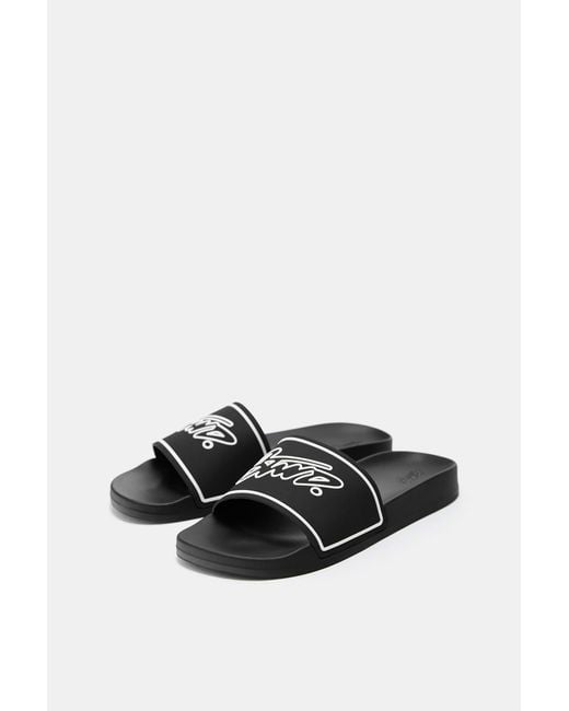 Pull&Bear White Stwd Rubber Sandals for men