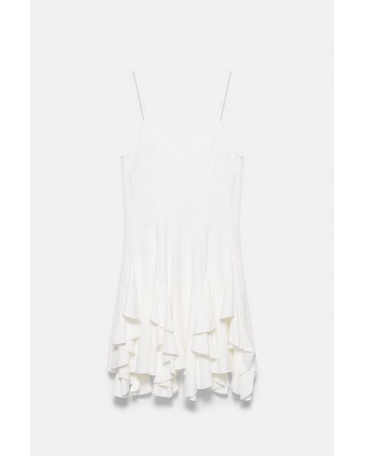 Pull&Bear White Strappy Flared Mini Dress