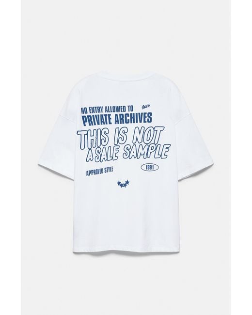 Pull&Bear Blue Stwd Private Archives Graphic T-Shirt for men