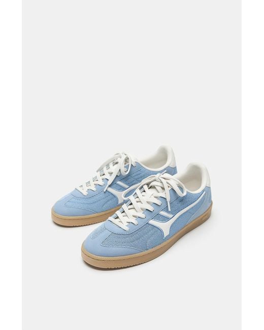Pull&Bear Blue Retro Textured Trainers for men