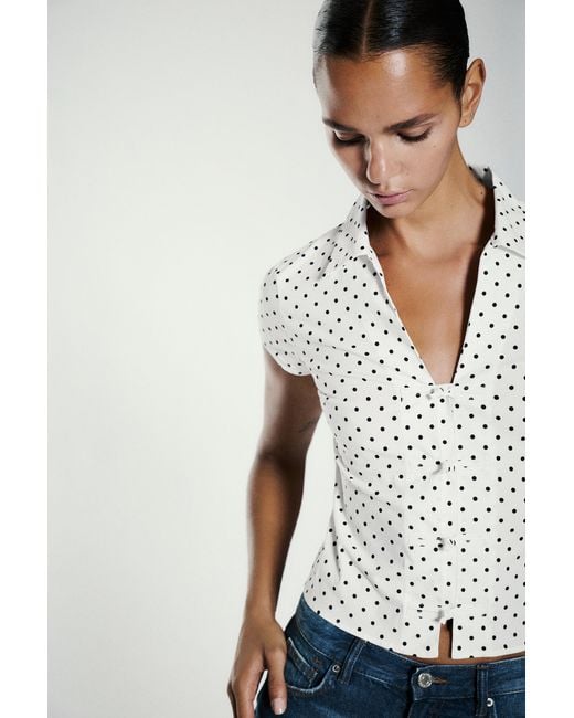 Pull&Bear Blue Fitted Toggle Shirt