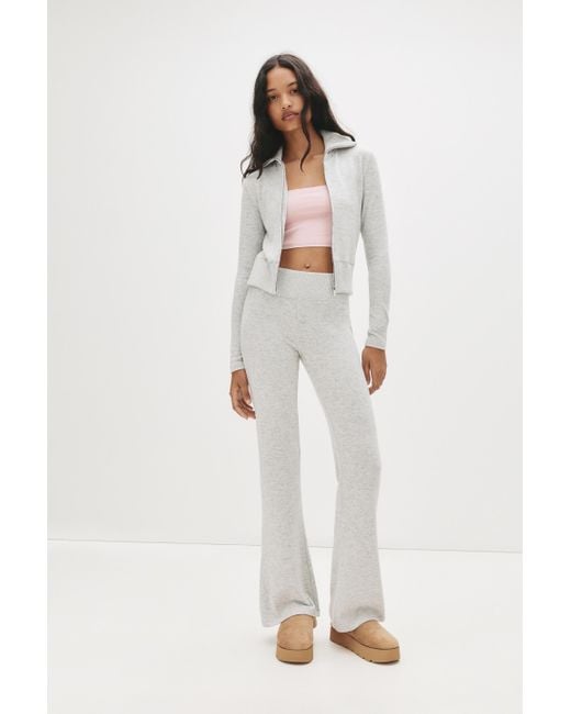 Pull&Bear White Soft-Touch-Jacke Mit Reißverschluss