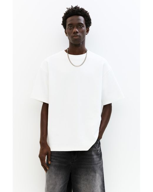 Pull&Bear White Basic Short Sleeve Sweatshirt for men