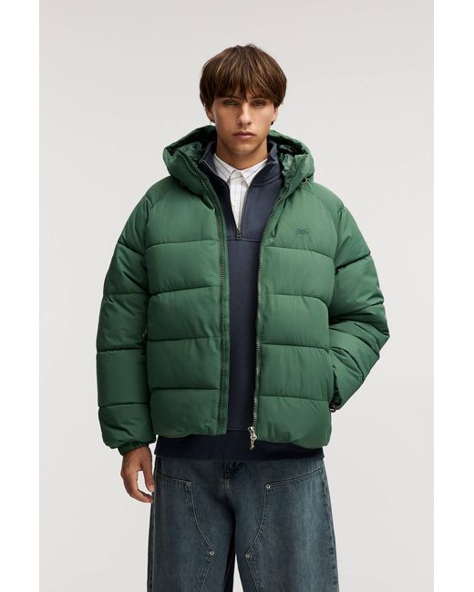 Pull&Bear Green Hooded Stwd Puffer Jacket for men