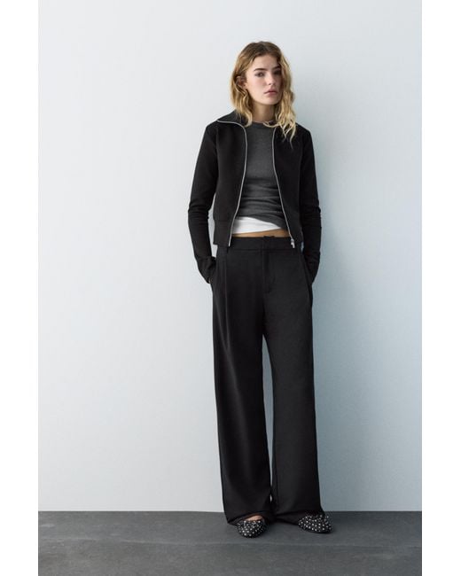 Pull&Bear Black Darted Smart Trousers