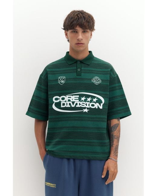 Pull&Bear Green Knit Polo Collar T-Shirt for men