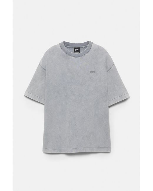 Pull&Bear Gray Stwd Washed-Effect T-Shirt for men