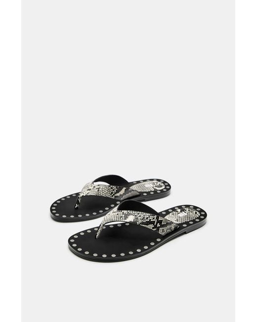 Pull&Bear Blue Flat Studded Sandals