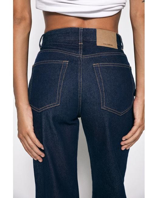Pull&Bear Blue High-Waist Wide-Leg Jeans