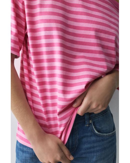 Pull&Bear Pink Asymmetric T-Shirt