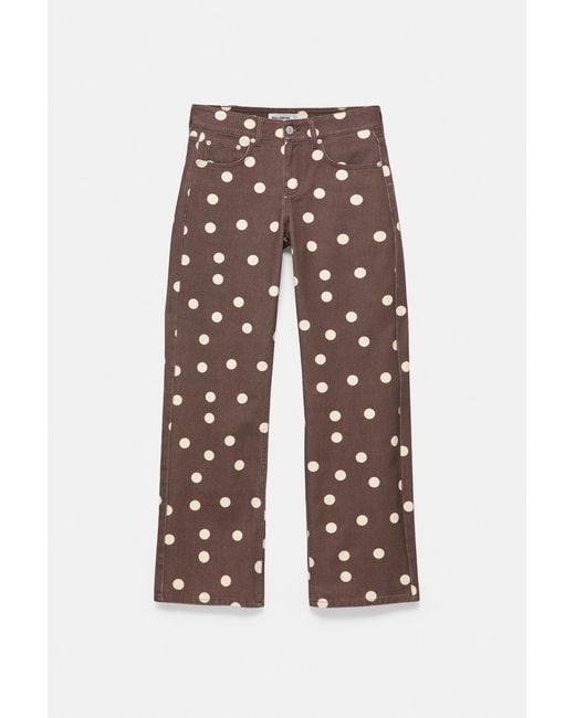 Pull&Bear Brown Polka Dot Jeans