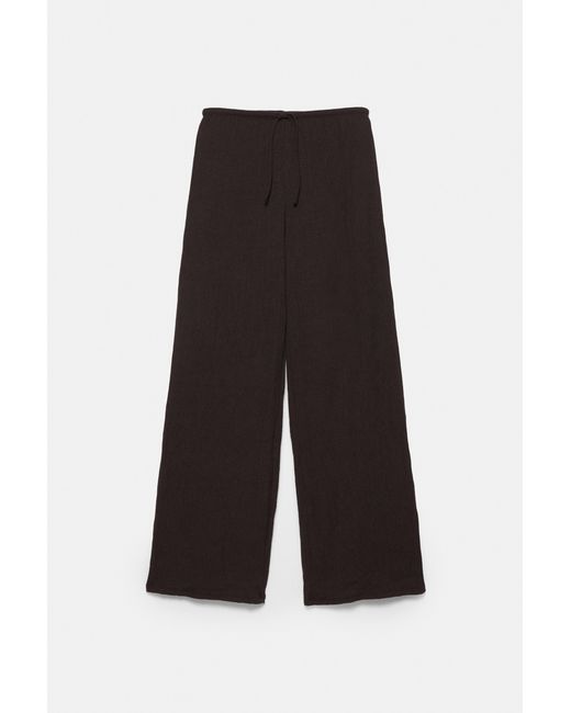 Pull&Bear Gray Wide-Leg Crepe Trousers