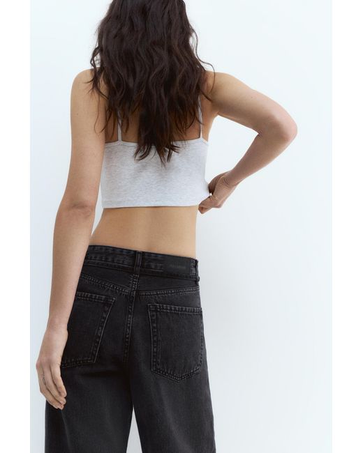 Pull&Bear Black Baggy Jeans With Drawstring