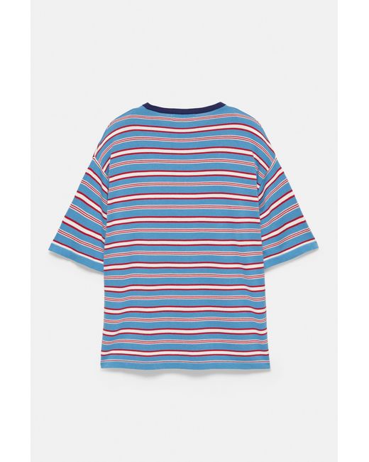 Pull&Bear Blue Striped Knit T-Shirt for men