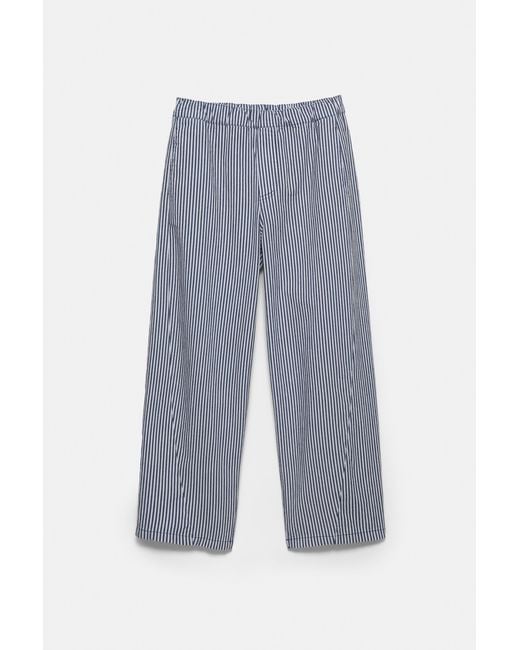 Pull&Bear Gray Striped Barrel Trousers