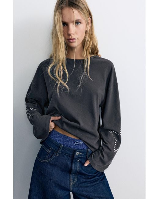 Pull&Bear Blue Oversize Star T-Shirt