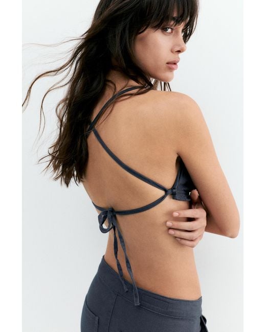 Pull&Bear Blue Gathered Strappy Top