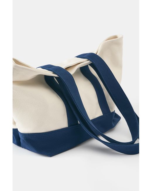 Pull&Bear Blue Canvas Tote Bag for men