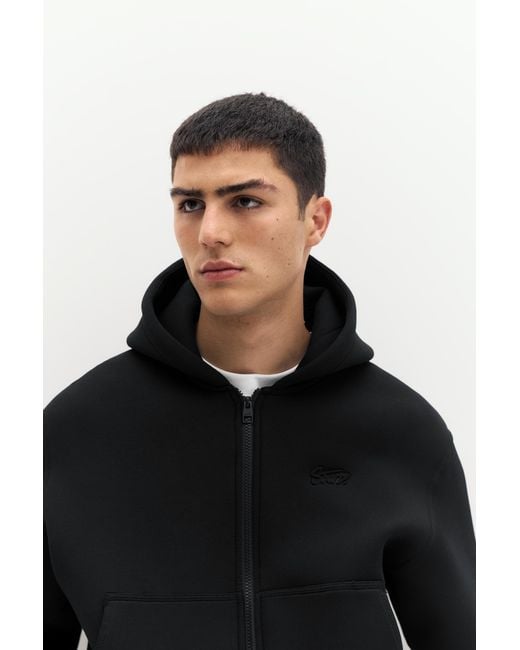 Pull&Bear Black Neoprene-Effect Hoodie for men