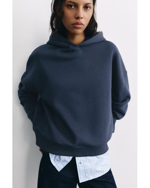 Pull&Bear Gecombineerde Sweater Met Capuchon in het Blue