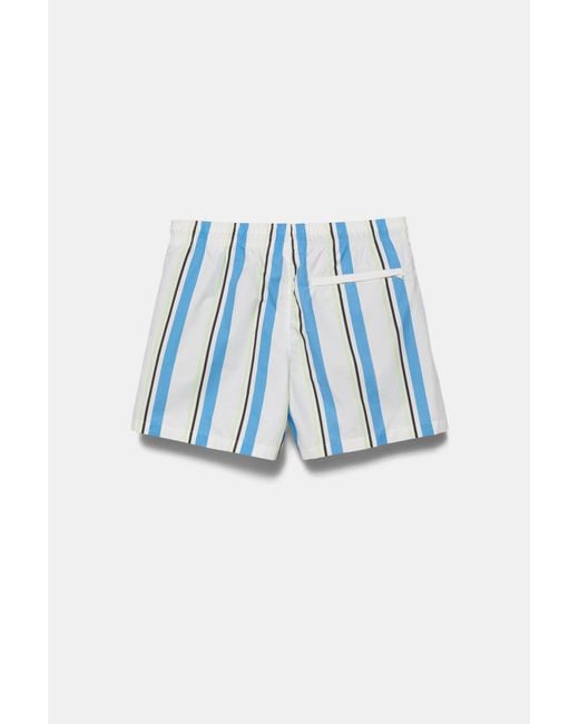 Pull&Bear Blue Striped Swimming Trunks for men