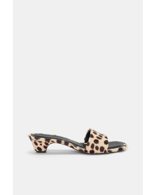 Pull&Bear Black Print Leather Heel Sandals