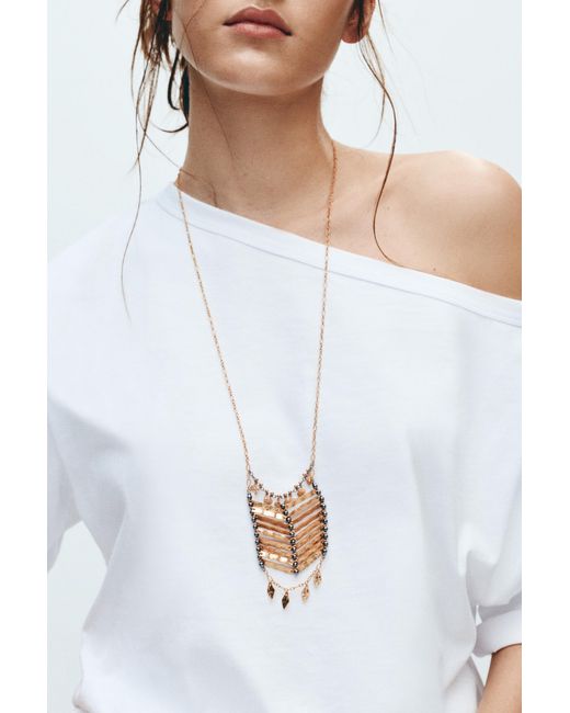 Pull&Bear White Beaded Necklace