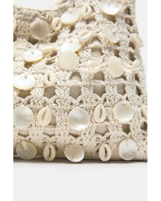 Pull&Bear White Beaded Shoulder Bag