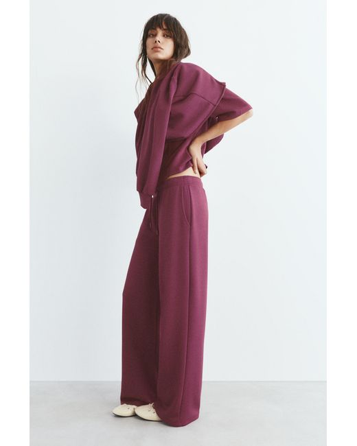 Pull&Bear Purple Soft-Touch Wide-Leg Trousers