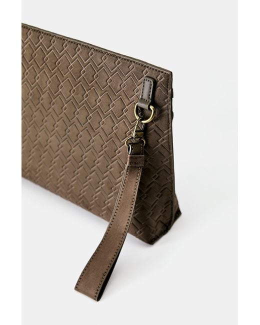 Pull&Bear Blue Embossed Handle Clutch Bag for men