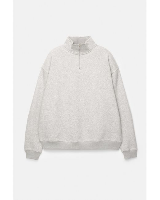 Pull&Bear Natural Basic Quarter-Zip Sweatshirt for men