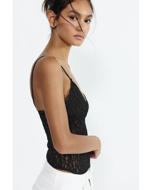 Pull&Bear Black Lace Strappy Bodysuit