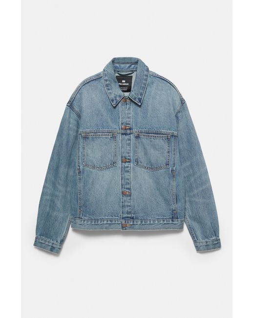 Pull&Bear Blue Denim Trucker Jacket for men