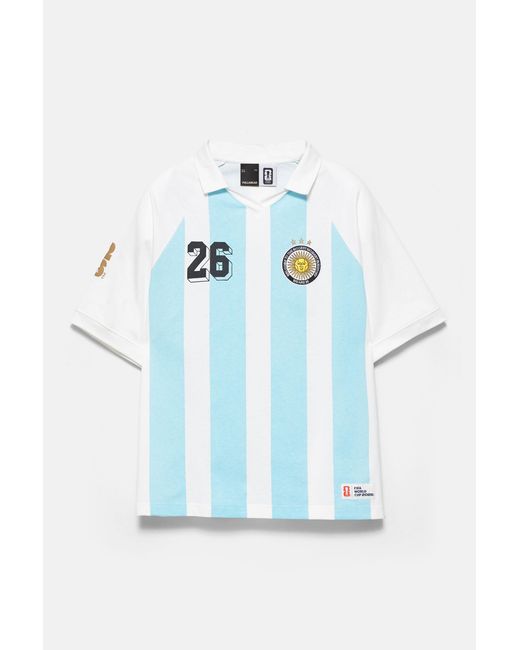 Pull&Bear Blue Argentina Fifa World Cup 26 Polo Shirt for men