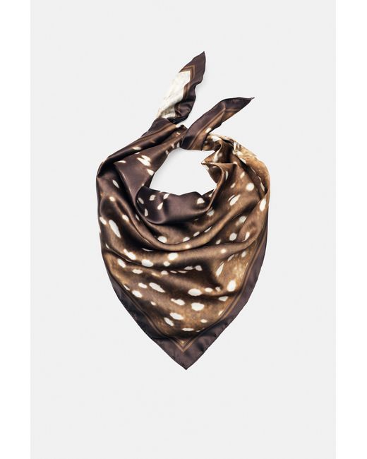 Pull&Bear Brown Deer Print Satin Bandana
