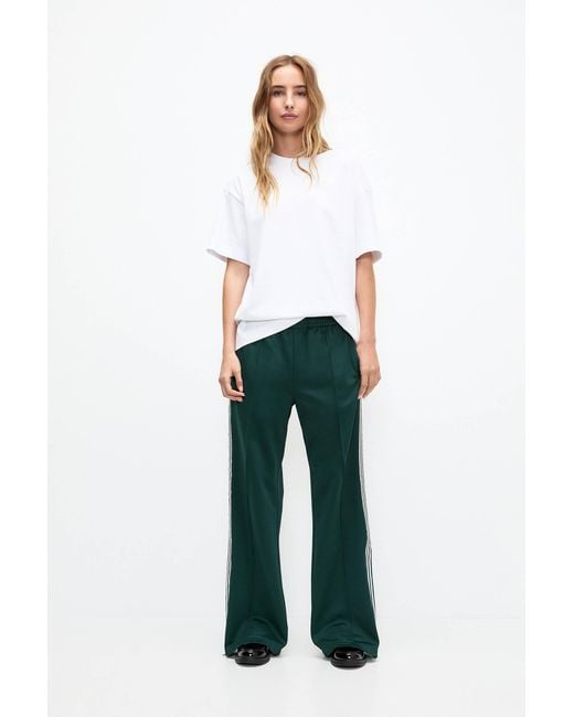 Pull&Bear White Tracksuit Bottoms With Side Stripes