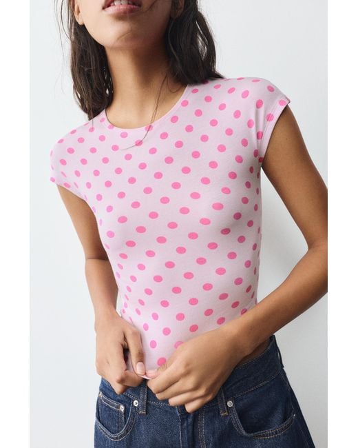 Pull&Bear Pink Fitted Short Sleeve T-Shirt