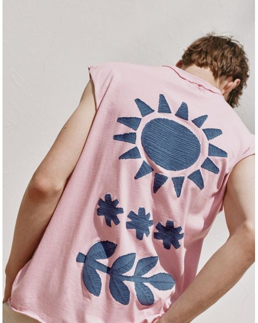 Pull&Bear Pink Ibiza Boxy Sleeveless T-Shirt for men