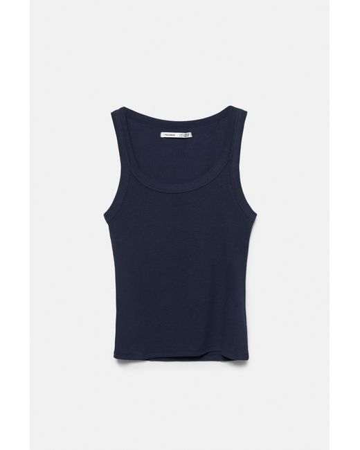 Pull&Bear Basic Tanktop in het Blue