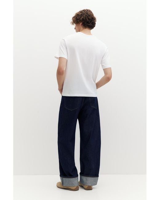 Pull&Bear White Basic Slim Fit T-Shirt for men