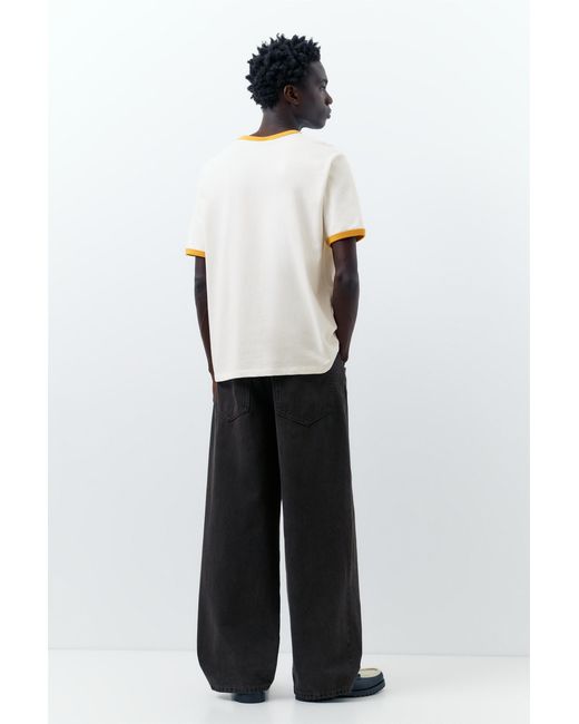 Pull&Bear White Ribbed Slogan T-Shirt for men
