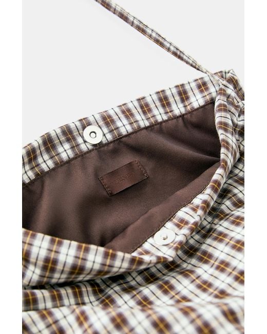 Pull&Bear White Shopper Mit Karomuster