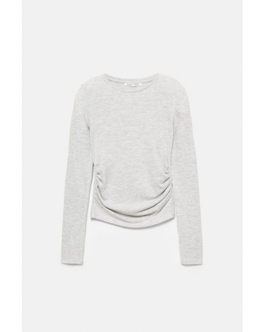 Pull&Bear Gray Soft Touch T-Shirt With Gathered Detail