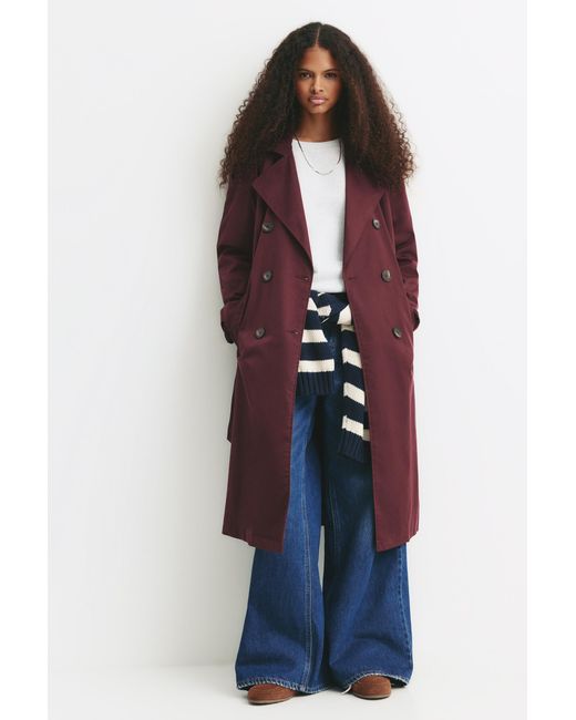 Pull&Bear Blue Belted Trench Coat