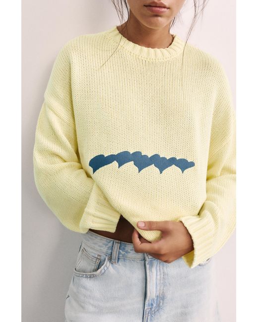 Pull Oversize Cœurs Pull&Bear en coloris Yellow