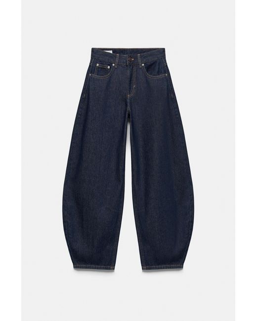 Pull&Bear Blue Low-Rise Barrel Jeans