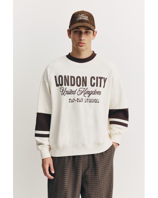 Pull&Bear Multicolor London City Graphic Sweatshirt for men